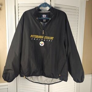 Reebok NFL Equipment Mens Pittsburgh Steelers 1/4 Zip Pullover Jacket Large